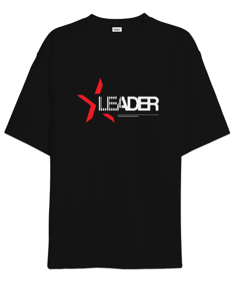 Tisho - Leader - Lider - Önder Siyah Oversize Unisex Tişört