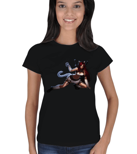 Tisho - League of Legends Cici Kedi Katarina T-shirt Kadın Tişört