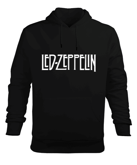 Tisho - Led Zeppelin 19070s Rock Metal Baskılı Siyah Erkek Kapüşonlu Hoodie Sweatshirt