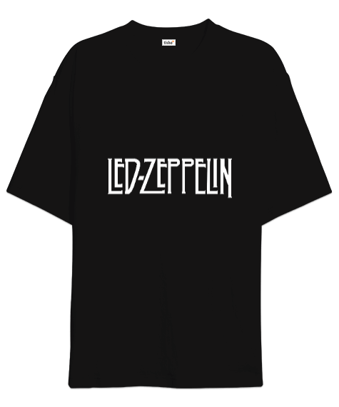 Tisho - Led Zeppelin 19070s Rock Metal Baskılı Siyah Oversize Unisex Tişört