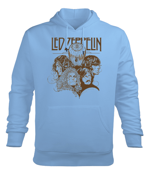 Tisho - Led Zeppelin Rock Tasarım Baskılı Erkek Kapüşonlu Hoodie Sweatshirt