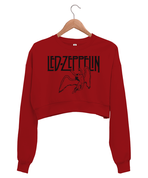 Tisho - Led Zeppelin Rock Tasarım Baskılı Kadın Crop Sweatshirt