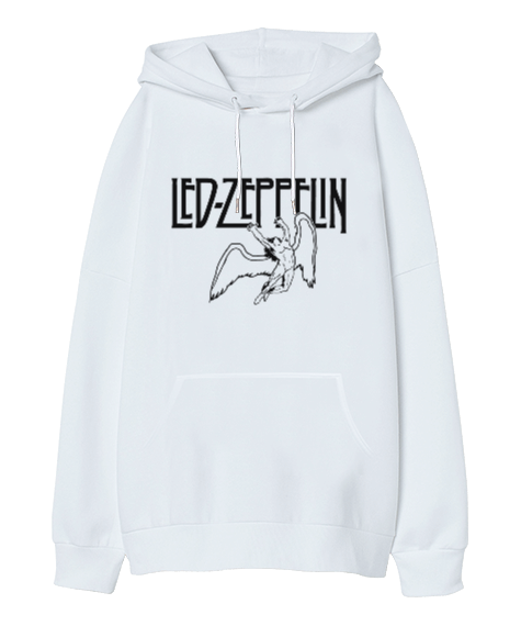 Tisho - Led Zeppelin Rock Tasarım Baskılı Oversize Unisex Kapüşonlu Sweatshirt