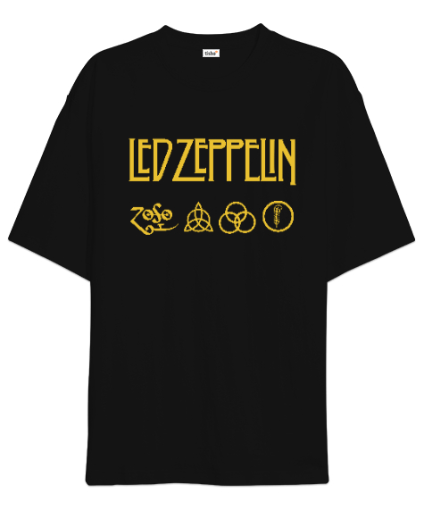 Tisho - Led Zeppelin Rock V2 Siyah Oversize Unisex Tişört