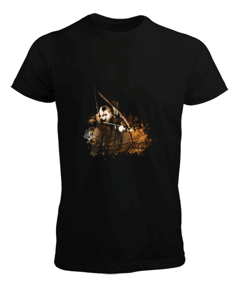 Tisho - Legolas Yüzüklerin Efendisi Tasarımı Baskılı Siyah Erkek Tişört