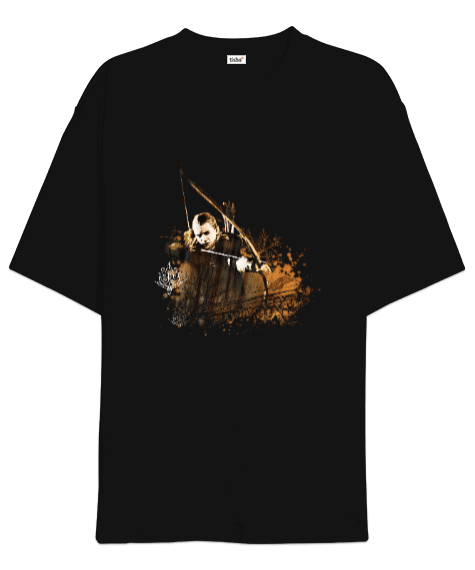 Tisho - Legolas Yüzüklerin Efendisi Tasarımı Baskılı Siyah Oversize Unisex Tişört
