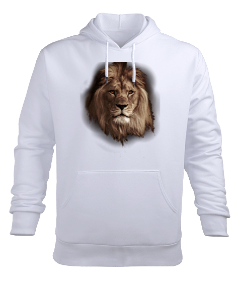 Tisho - Leo Beyaz Erkek Kapüşonlu Hoodie Sweatshirt