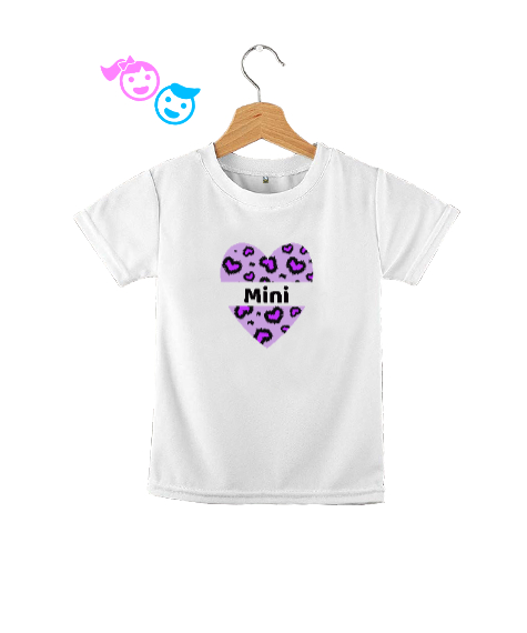 Tisho - Leopar Kalp Desenli Mini Baskılı Beyaz Çocuk Unisex