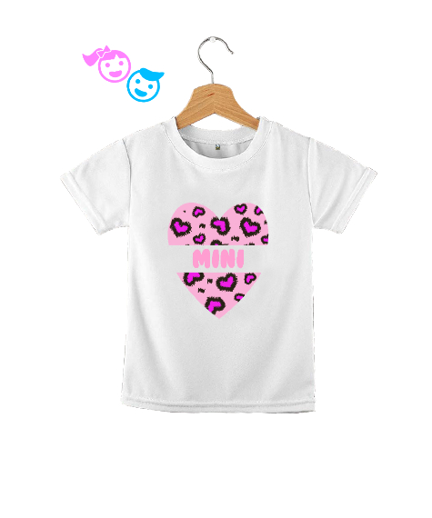 Tisho - Leopar Kalp Desenli Mini Baskılı Beyaz Çocuk Unisex