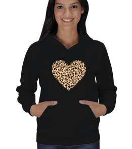 leopar kalp Kadın Kapşonlu - Tisho