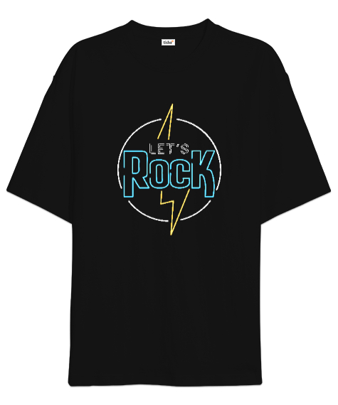 Tisho - Lets Rock - Neon Siyah Oversize Unisex Tişört