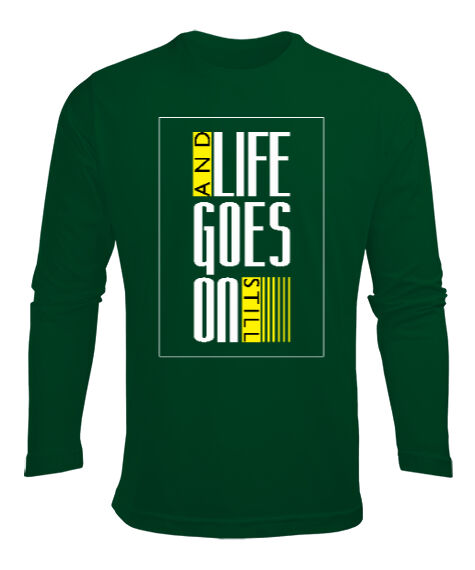Tisho - Life Still Çimen Yeşili Erkek Uzun Kol Yazlık Tişört