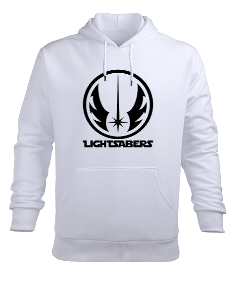 Tisho - Lightsaber Beyaz Erkek Kapüşonlu Hoodie Sweatshirt