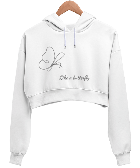 Like a butterfly Kadın Crop Hoodie Kapüşonlu Sweatshirt - Tisho