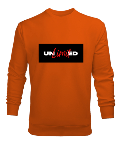 Tisho - LİMİTSİZ UNLİMİTED BASKILI Turuncu Erkek Sweatshirt