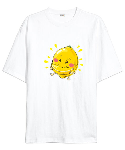 Tisho - Limon Beyaz Oversize Unisex Tişört