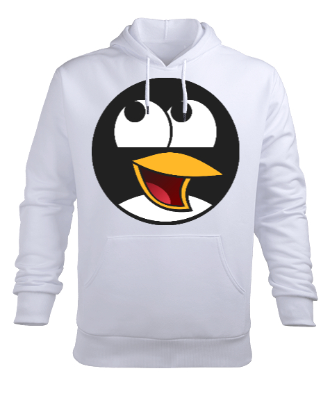 Tisho - Linux Beyaz Erkek Kapüşonlu Hoodie Sweatshirt