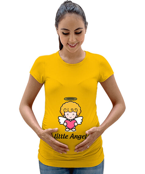 Tisho - Little Angel - Melek Bebek Sarı Kadın Hamile Tişört