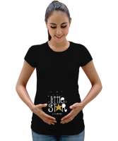 Little Star - Küçük Yıldız Siyah Kadın Hamile Tişört - Tisho