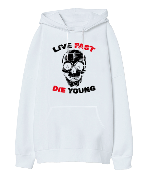 Tisho - Live Fast Die Young Oversize Unisex Kapüşonlu Sweatshirt