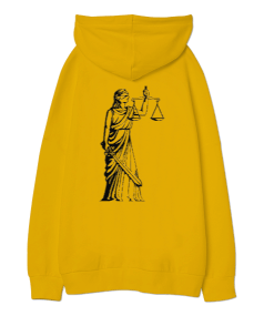 Loading- Adalet terazisi tasarımlı Oversize Unisex Kapüşonlu Sweatshirt - Thumbnail