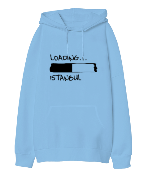 Tisho - Loading İstanbul Oversize Unisex Kapüşonlu Sweatshirt