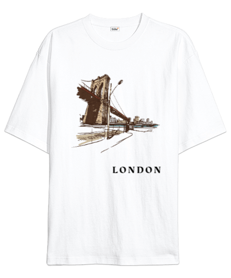 Tisho - London Baskılı-Q3 Oversize Unisex Tişört