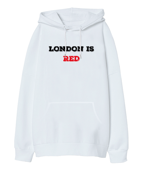 Tisho - London Is Red Oversize Unisex Kapüşonlu Sweatshirt