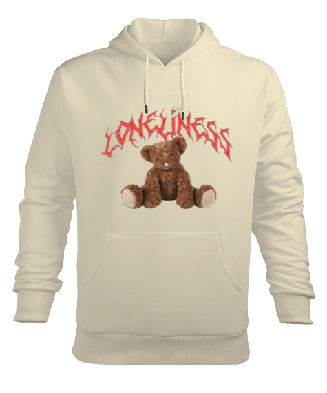 Tisho - Loneliness Bear Tasarım Baskılı Erkek Kapüşonlu Hoodie Sweatshirt