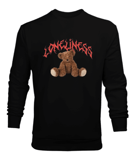 Tisho - Loneliness Bear Tasarım Baskılı Erkek Sweatshirt