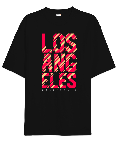 Tisho - Los Angeles California Baskılı Siyah Oversize Unisex Tişört