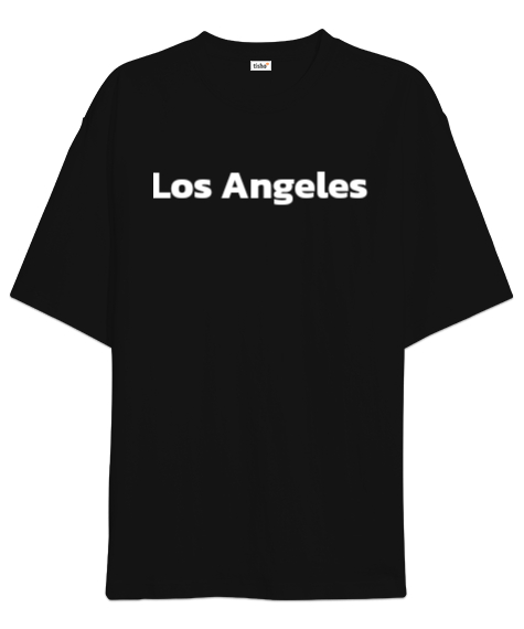 Tisho - Los Angeles yazılı Siyah Oversize Unisex Tişört