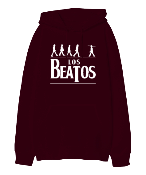Tisho - Los Beatos Bordo Oversize Unisex Kapüşonlu Sweatshirt