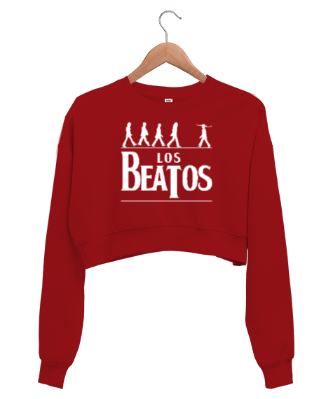 Tisho - Los Beatos Kırmızı Kadın Crop Sweatshirt