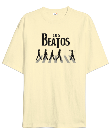 Tisho - Los Beatos V2 Krem Oversize Unisex Tişört