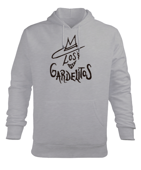 Tisho - Los Gardelitos Gri Erkek Kapüşonlu Hoodie Sweatshirt