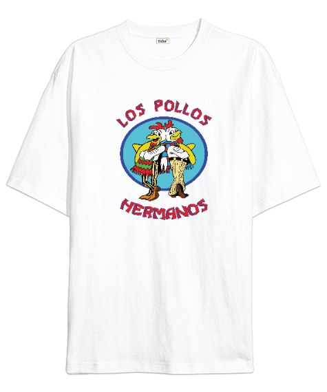 Tisho - Los Pollos Hermanos - Better Call Breaking Bad Beyaz Oversize Unisex Tişört