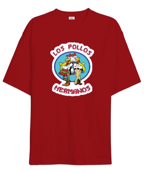 Tisho - Los Pollos Hermanos - Better Call Breaking Bad Kırmızı Oversize Unisex Tişört