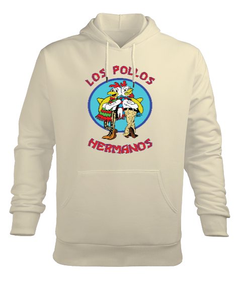 Tisho - Los Pollos Hermanos, Breaking Bad Baskılı Krem Erkek Kapüşonlu Hoodie Sweatshirt