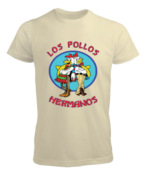 Tisho - Los Pollos Hermanos, Breaking Bad Baskılı Krem Erkek Tişört
