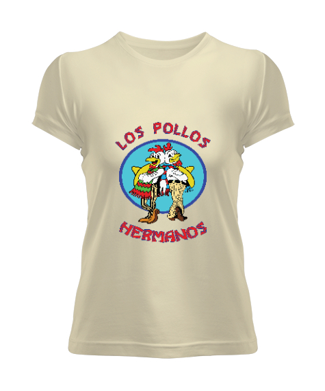 Tisho - Los Pollos Hermanos, Breaking Bad Baskılı Krem Kadın Tişört