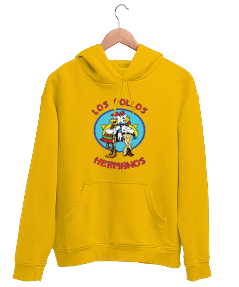 Tisho - Los Pollos Hermanos, Breaking Bad Baskılı Sarı Unisex Kapşonlu Sweatshirt