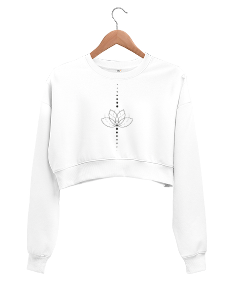 Tisho - Lotus Beyaz Kadın Crop Sweatshirt