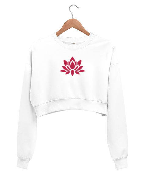 Tisho - LOTUS Beyaz Kadın Crop Sweatshirt