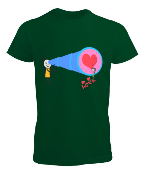 Tisho - Love Aşk ve Sevgi Sevgili Kombini Çimen Yeşili Erkek Tişört
