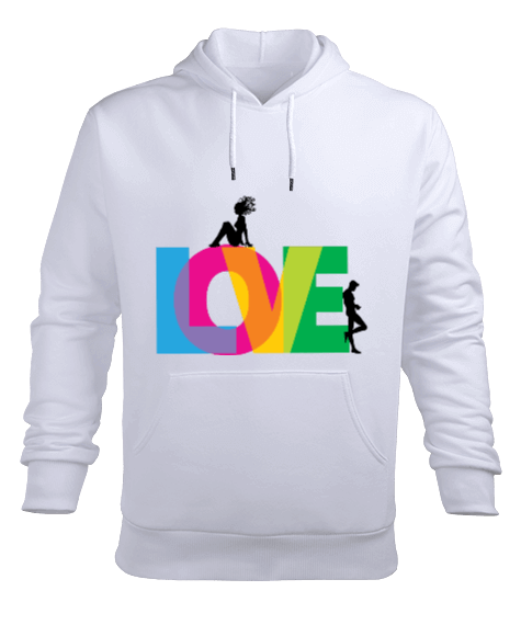 Tisho - Love baskılı sweatshirt Erkek Kapüşonlu Hoodie Sweatshirt