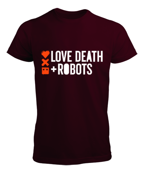 Tisho - Love Death Robots Baskılı Bordo Renk Erkek Tişört