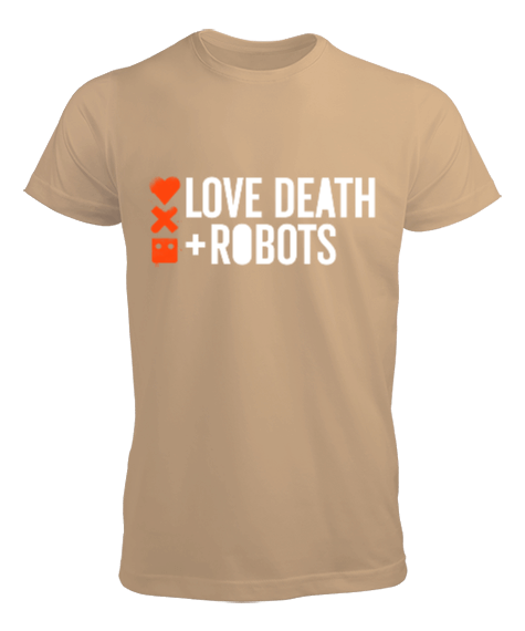 Tisho - Love Death Robots Baskılı Camel Renk Erkek Tişört