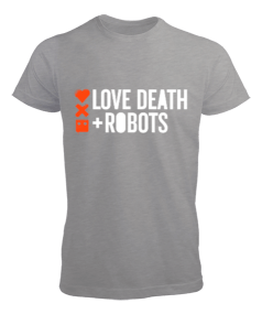 Tisho - Love Death Robots Baskılı Gri Erkek Tişört