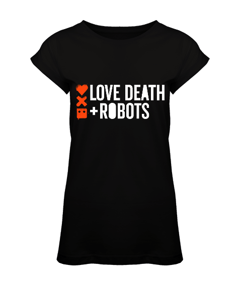 Tisho - Love Death Robots Baskılı Siyah Kadın Tunik